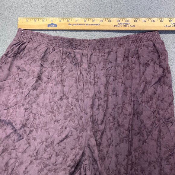 J Jill Women Pants Size 2X Purple Embroidered Pockets Pull On 90s,Rayon USA,VTG - Picture 4 of 9